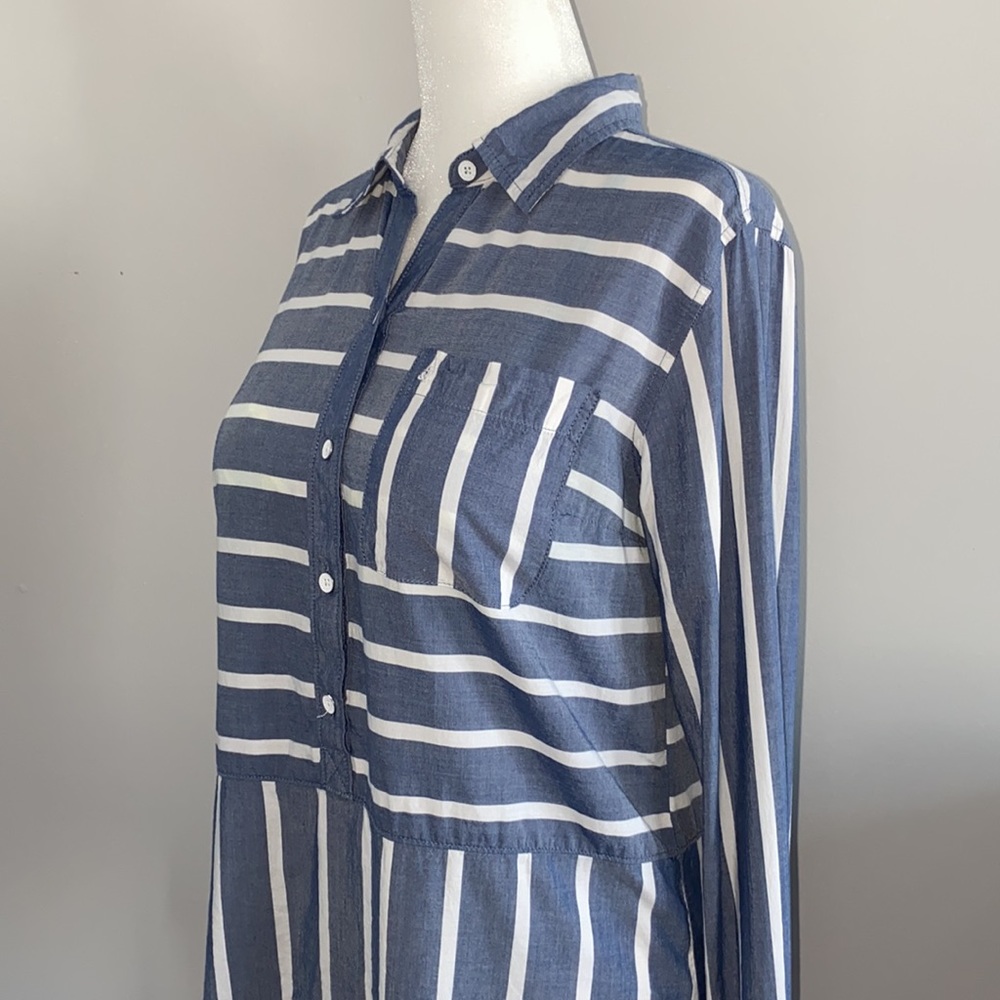A&F Chambray Stripped Blouse - Picture 3 of 14
